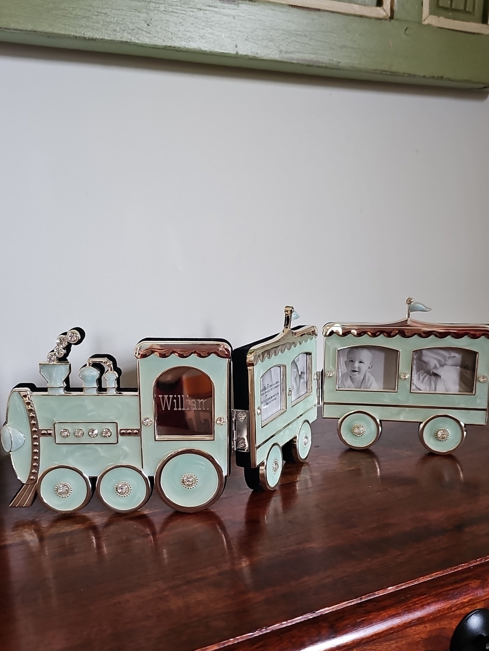 Mint Green Train Photo Frame Set by Things Remembered *NEW*